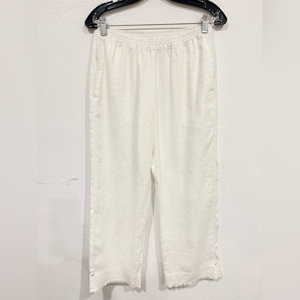 XiRENA Pull On High Waisted 100% Linen White Wide Leg Pants Women’s Size Small